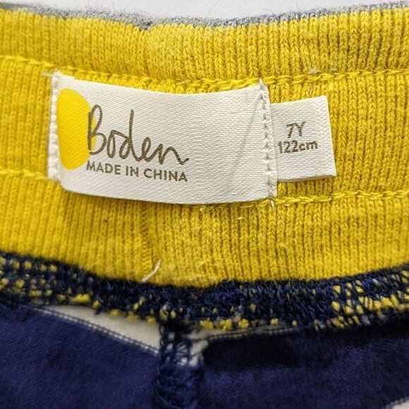 Mini Boden Jersey Baggies Sweat Shorts Blue White Striped Yellow Boys Size 7 - Picture 4 of 4